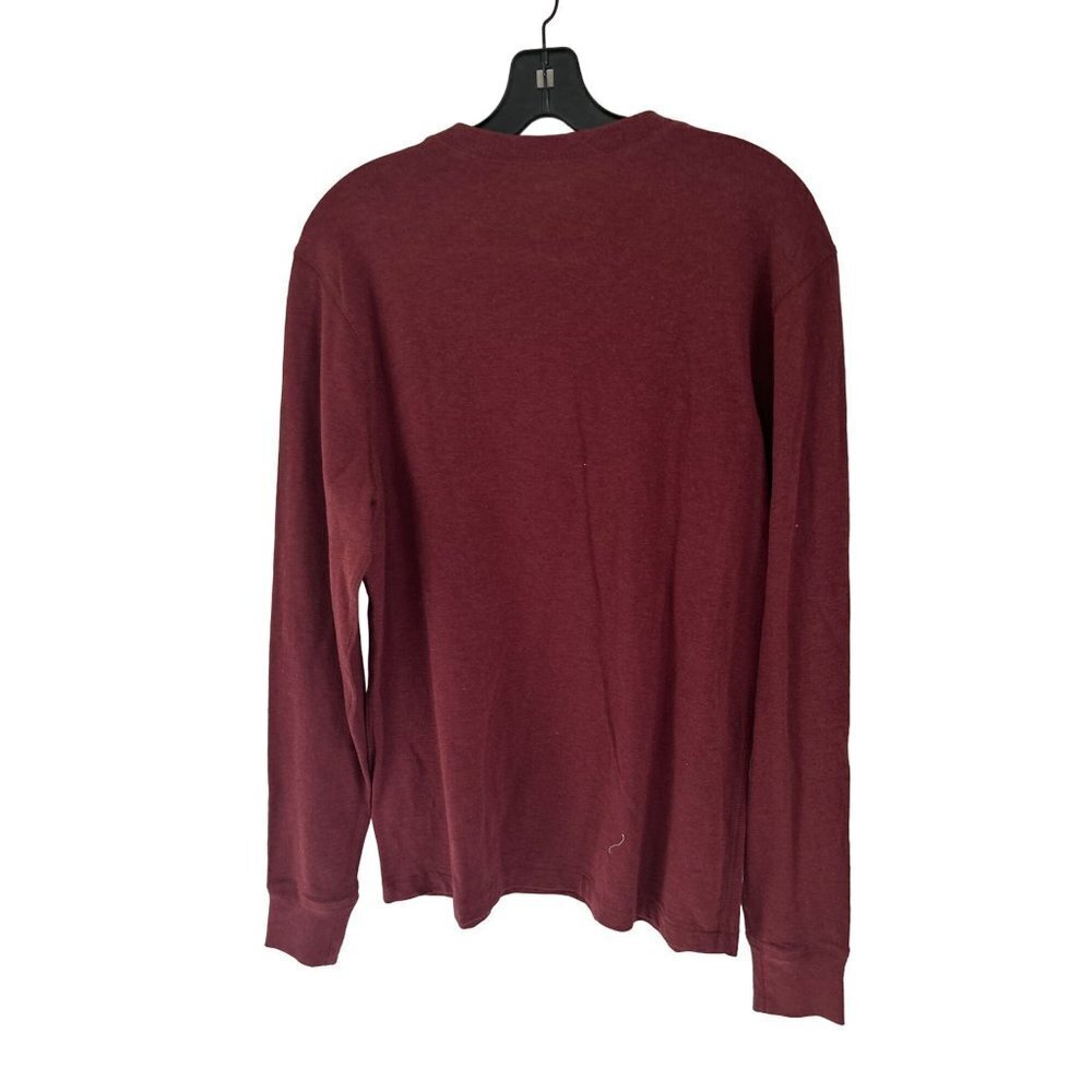 J.CREW Henley Cotton Long Sleeve Burgundy Size Med - Picture 5 of 9